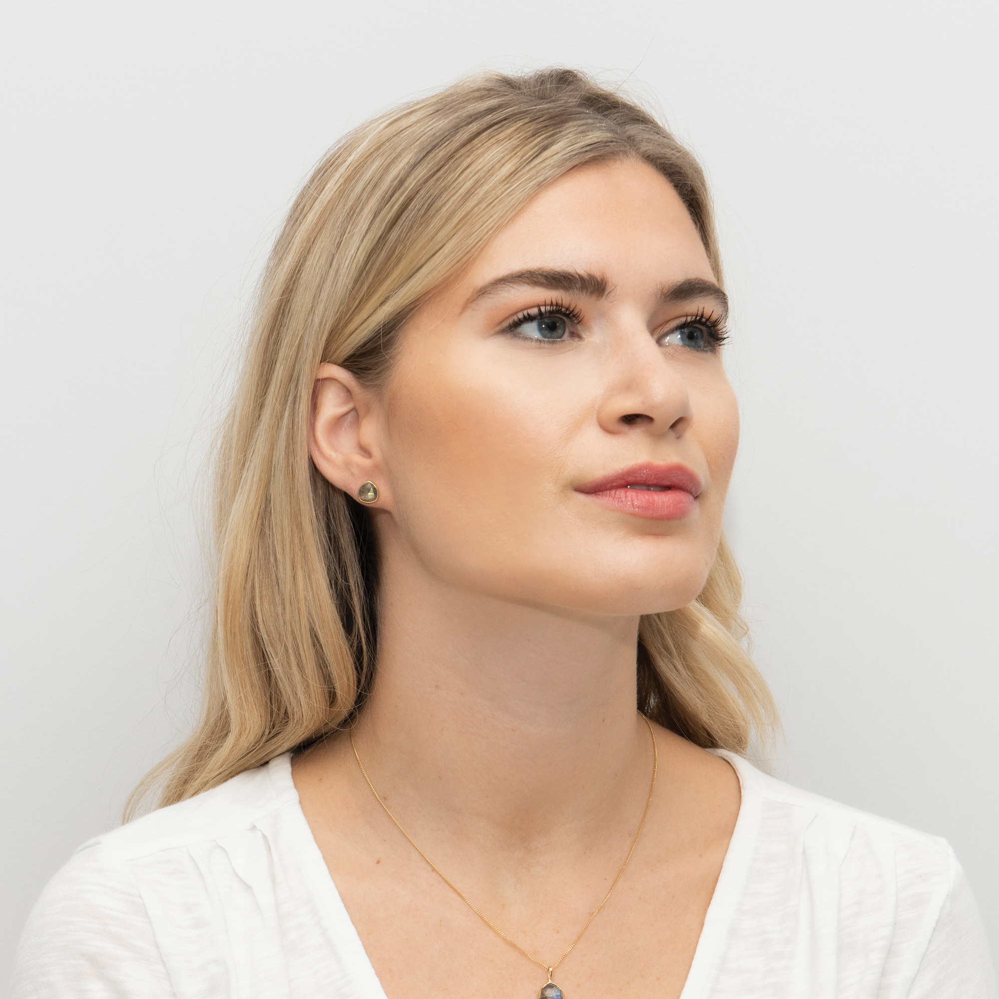 Olive Grove labradorite irregular stud Earrings