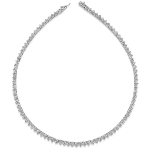 Silver 4mm Cubic Tennis 3 Claw Necklace