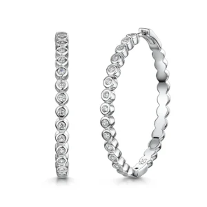 Silver Bezel Set Hoop Earrings