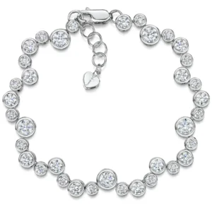 Silver Bubble Style Bracelet Set with Cubic Stone
