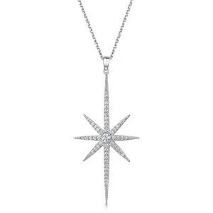 Silver Cubic Large North Star Necklace