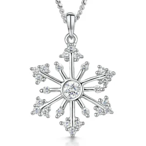 Silver Cubic Zirconia Snowflake Pendant