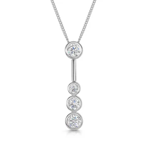 Silver Four Stone Drop Bubble Pendant