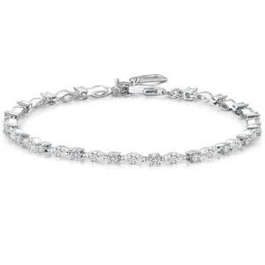 Silver Marquise And Round Cubic Tennis Bracelet
