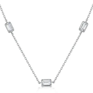 Silver Necklace with Three Cubic Stones
