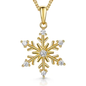 Yellow Snowflake Pendant with Seven Cubic Stones
